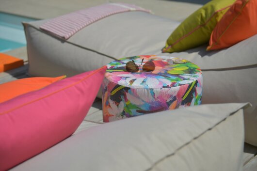 H.O.C.K. Beach Life Outdoor Hocker rund  Pouf ø45x45cm Flower