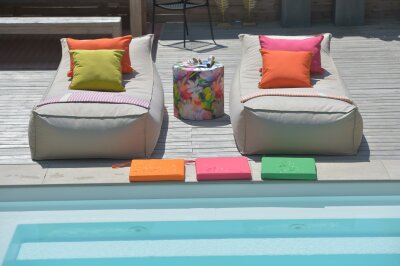 H.O.C.K. Beach Life Outdoor Hocker rund Pouf ø45x45cm Flower