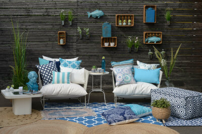 H.O.C.K. Yucatan Outdoor Kissen 50x50cm aqua blue