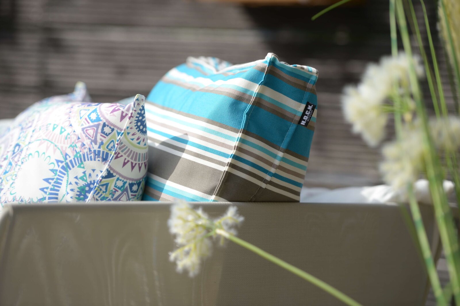 H.O.C.K. Yucatan Outdoor Sitzkissen CLOU 40x40x5cm aqua blue