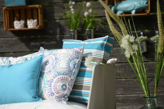 H.O.C.K. Yucatan Outdoor Sitzkissen CLOU 40x40x5cm aqua blue