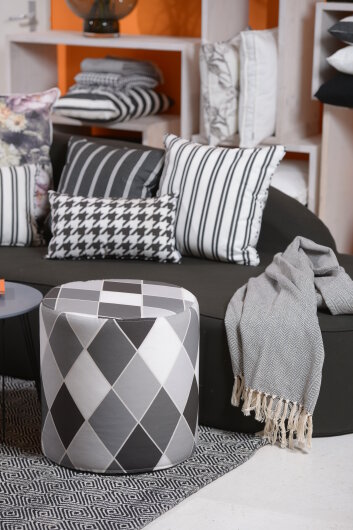 H.O.C.K. Diamond Outdoor Kissen 50x50cm black&white big