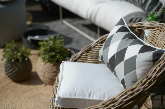 H.O.C.K. Diamond Outdoor Kissen 50x50cm black&white big