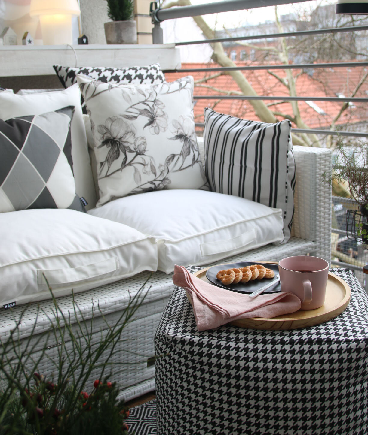 H.O.C.K. New England Outdoor Kissen mit Keder 50x50cm black stripes