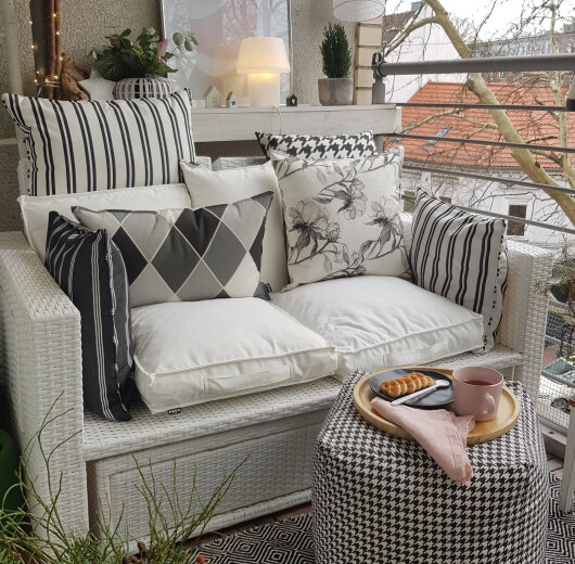 H.O.C.K. New England Outdoor Kissen mit Keder 50x50cm black stripes