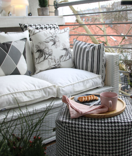H.O.C.K. New England Outdoor Kissen mit Keder 50x50cm black stripes