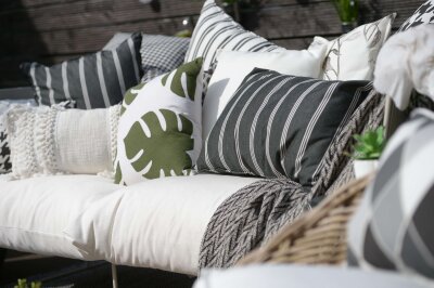 H.O.C.K. New England Outdoor Kissen mit Keder 50x50cm black stripes