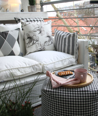 H.O.C.K. New England Outdoor Kissen mit Keder 50x50cm black stripes