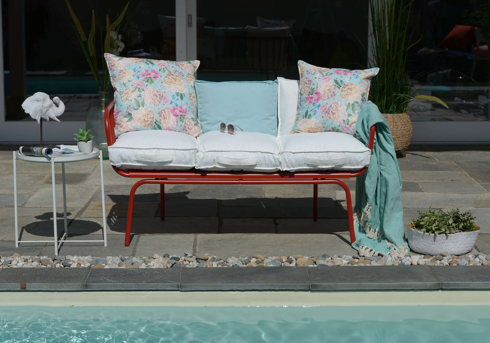 H.O.C.K. Classic Uni Outdoor Sitzkissen CLOU 40x40x5cm manzana - aqua C109