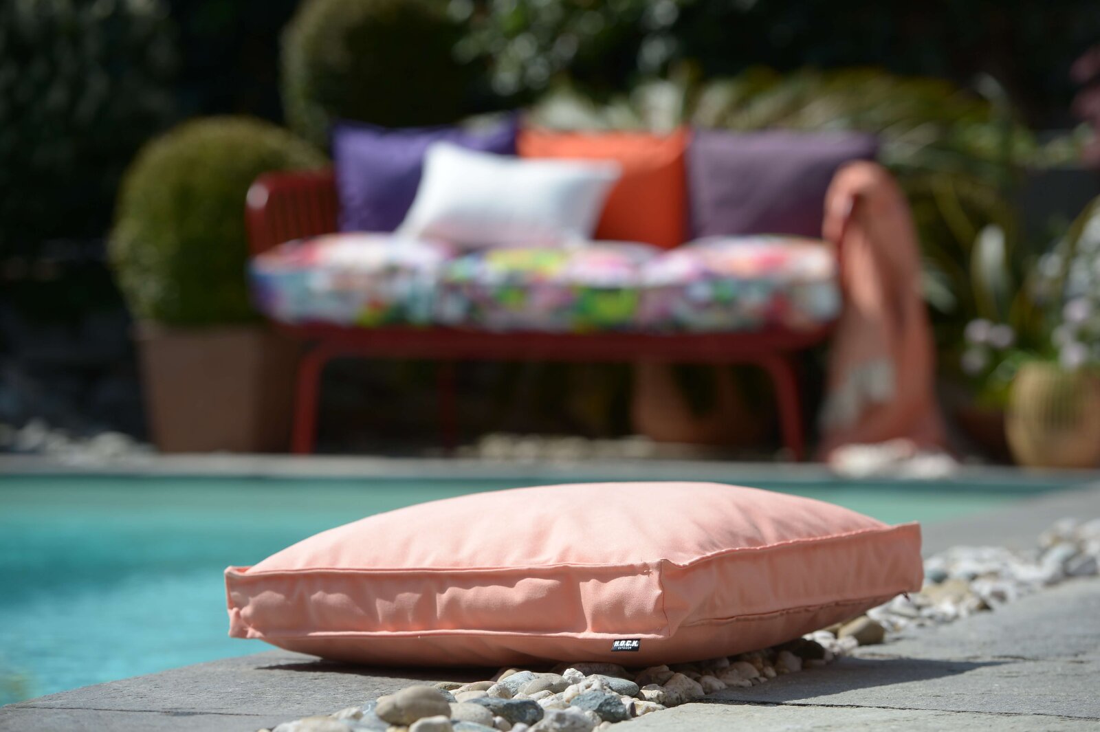 H.O.C.K. Classic Uni Outdoor Sitzkissen CLOU 40x40x5cm salmon C103