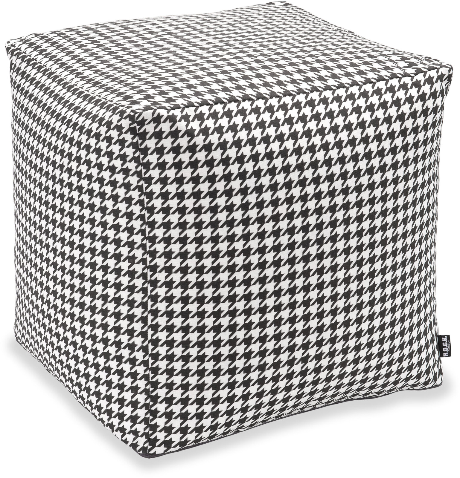 H.O.C.K. Pictave black small Outdoor Bean Cube Pouf 40x40x40cm Hahnentritt schwarz weiß