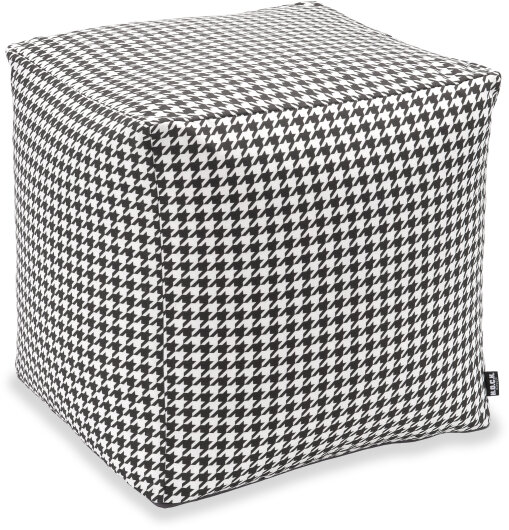 H.O.C.K. Pictave black small Outdoor Bean Cube Pouf 40x40x40cm Hahnentritt schwarz weiß