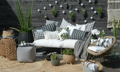 H.O.C.K. Fleur de noir Outdoor Kissen mit Biese 50x50cm...