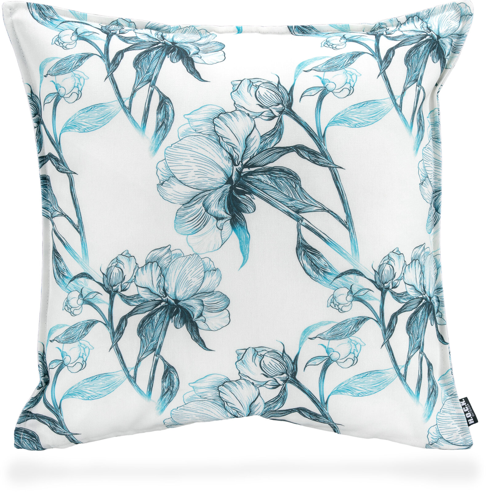 H.O.C.K. Fleur de aqua Outdoor Kissen mit Biese 50x50cm türkis