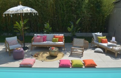 H.O.C.K. Yucatan Outdoor Sitzkissen CLOU 40x40x5cm pink