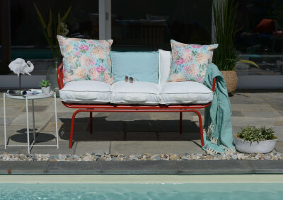 H.O.C.K. Shabby Outdoor Kissen baby blue floral 60x60cm