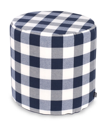 H.O.C.K. Karo Mix Hocker rund Pouf ø45x45cm Hotel blau