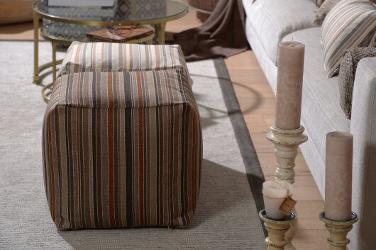 H.O.C.K. Inca Bean Cube Pouf 40x40x40cm Streifen natur col. 14