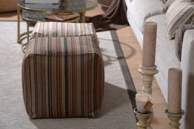 H.O.C.K. Inca Bean Cube Pouf 40x40x40cm Streifen natur col. 14