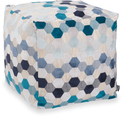 H.O.C.K. Blue Moon Bean Cube Pouf 40x40x40cm dots blue...