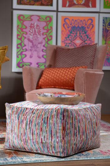H.O.C.K. Swirly Line Bean Cube Pouf 55x55x35cm col. 540