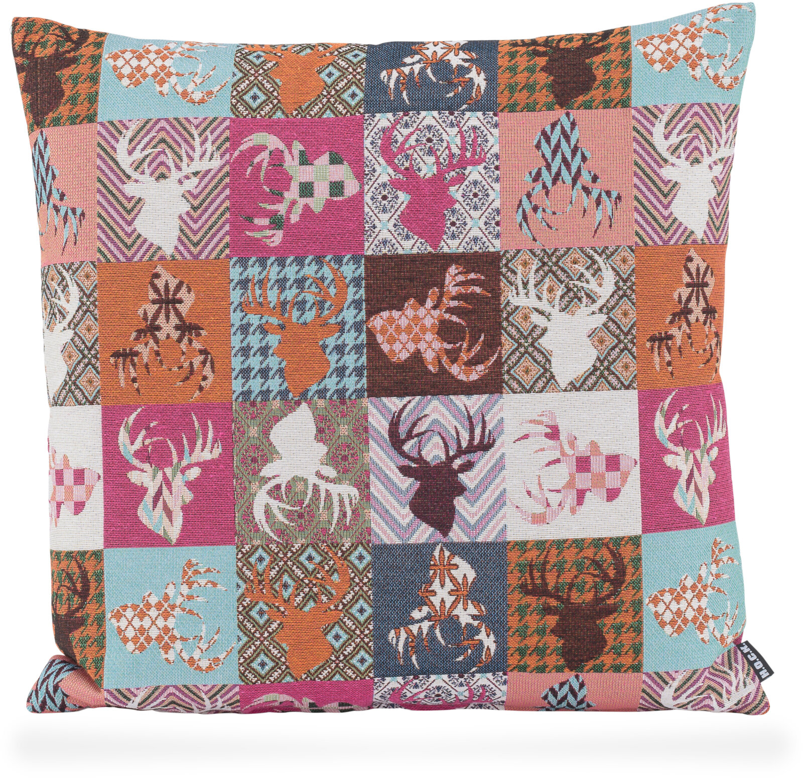 H.O.C.K. Harry Hirsch Tegan Patch Dekokissen 50x50cm rot col. 05