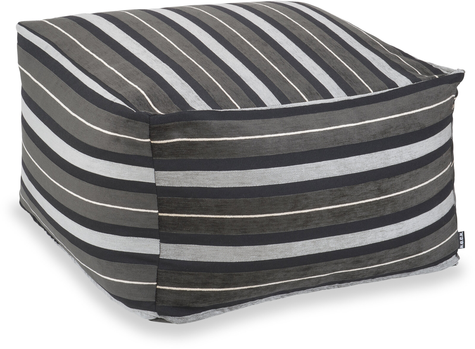 H.O.C.K. Darwini Bean Cube Pouf 55x55x35cm Streifen black col. 82