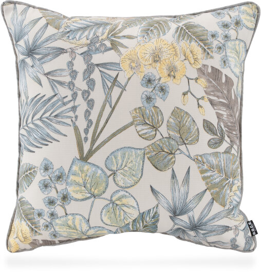 H.O.C.K. Eliza-Bouquet Outdoor Wendekissen Blumen-Motiv mit Keder 50x50cm natur
