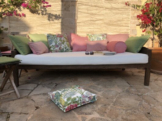 H.O.C.K. Eliza-Bouquet Outdoor Sitzkissen Blumen-Motiv 40x40x5cm green-berry