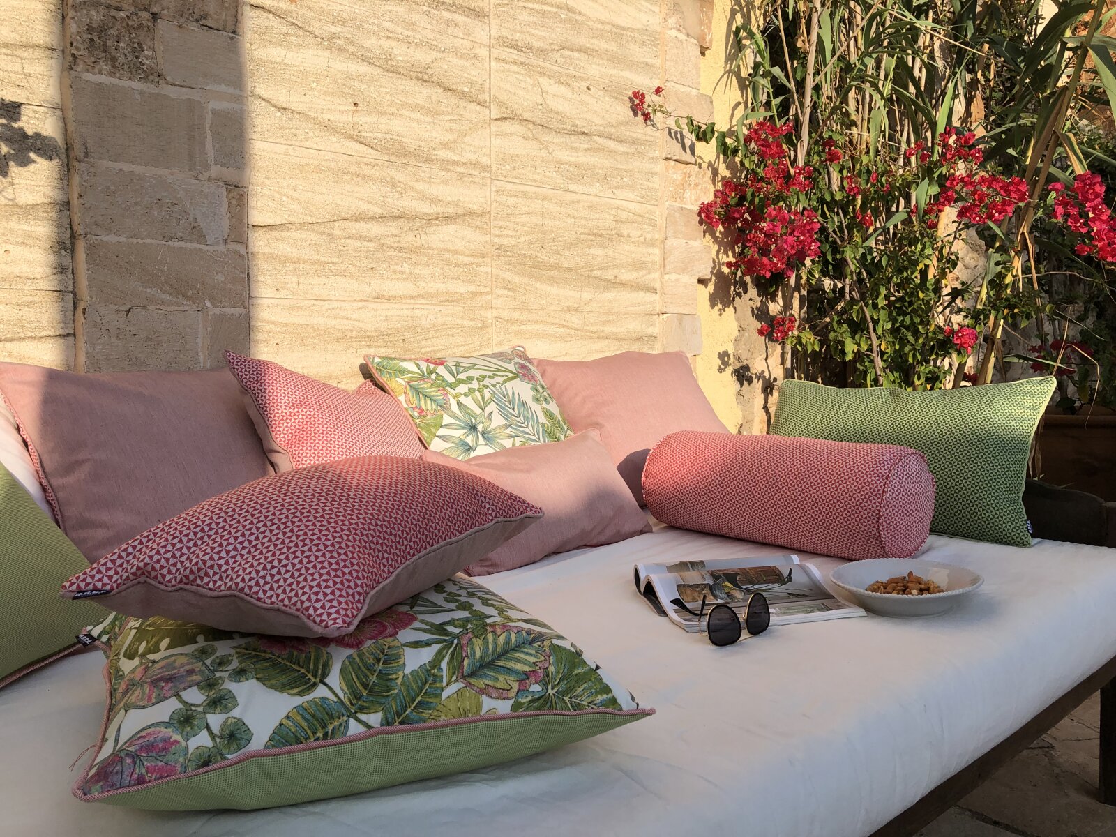 H.O.C.K. Sparkle Outdoor Kissen mit Keder 50x50cm coral rot