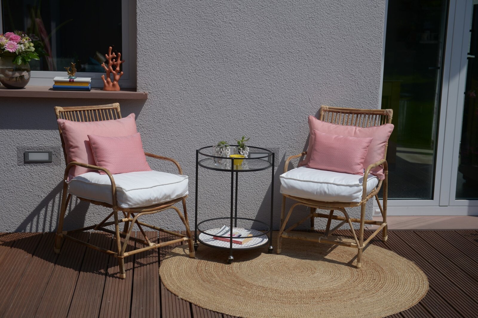 H.O.C.K. Sparkle Outdoor Kissen mit Keder 50x50cm coral rot