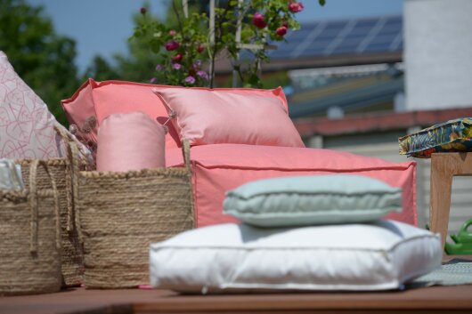 H.O.C.K. Sparkle Outdoor Kissen mit Keder 60x40cm coral rot
