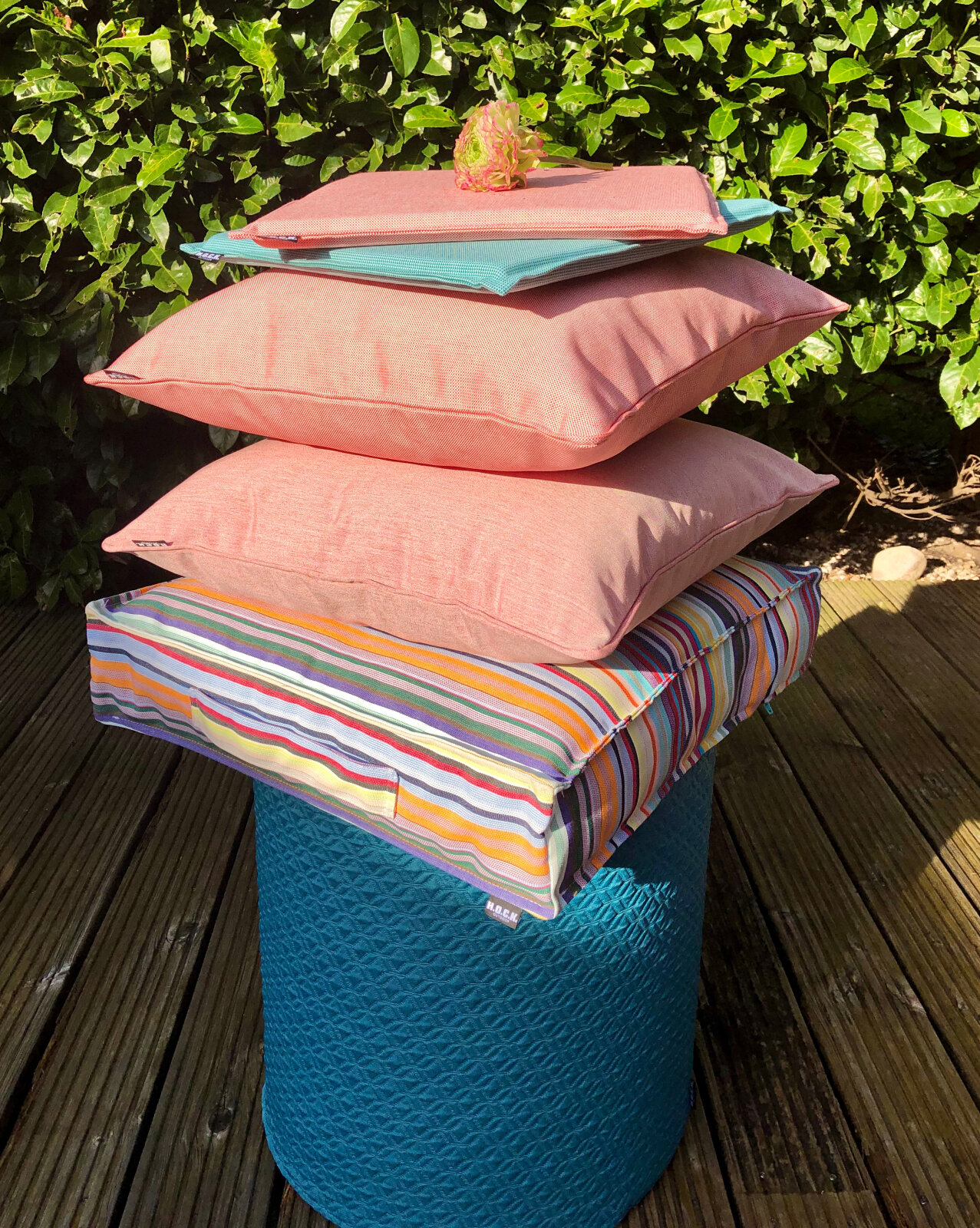 H.O.C.K. Sparkle Outdoor Stuhlkissen MINNI 35x35x2cm coral rot