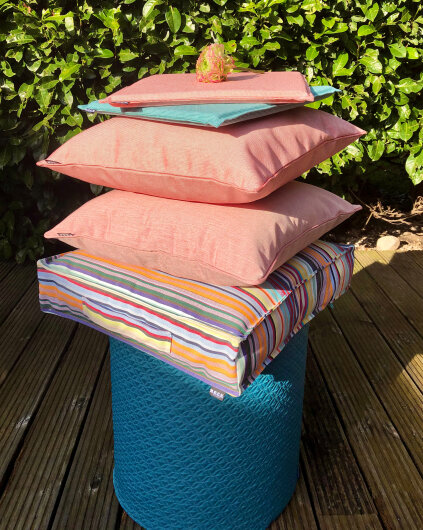 H.O.C.K. Sparkle Outdoor Stuhlkissen MINNI 35x35x2cm coral rot
