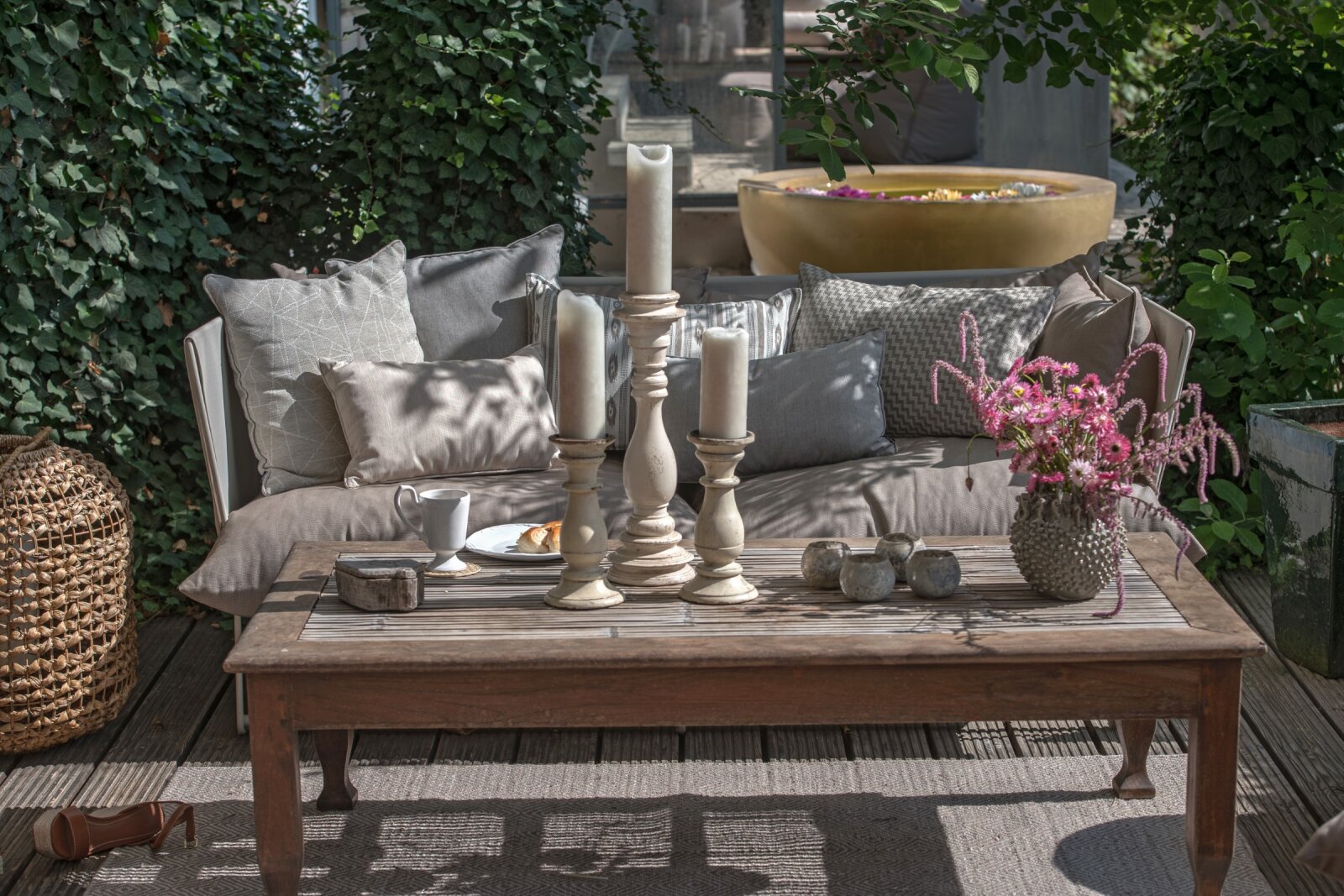 H.O.C.K. Lino-Leinen Outdoor Kissen mit Keder 50x50cm melange sand