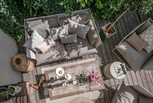 H.O.C.K. Lino-Leinen Outdoor Kissen mit Keder 50x50cm melange sand