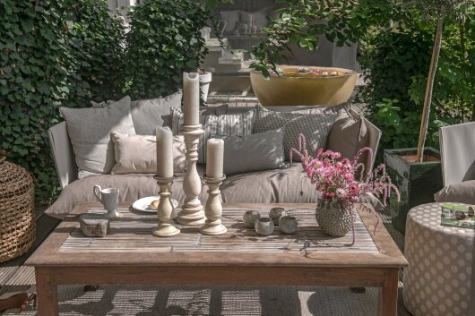 H.O.C.K. Lino-Leinen Outdoor Kissen mit Keder 60x60cm melange sand