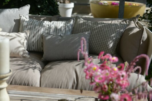 H.O.C.K. Lino-Leinen Outdoor Kissen mit Keder 50x30cm melange stone grau