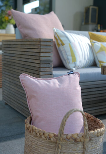 H.O.C.K. Lino-Leinen Outdoor Kissen mit Keder 50x30cm melange berry