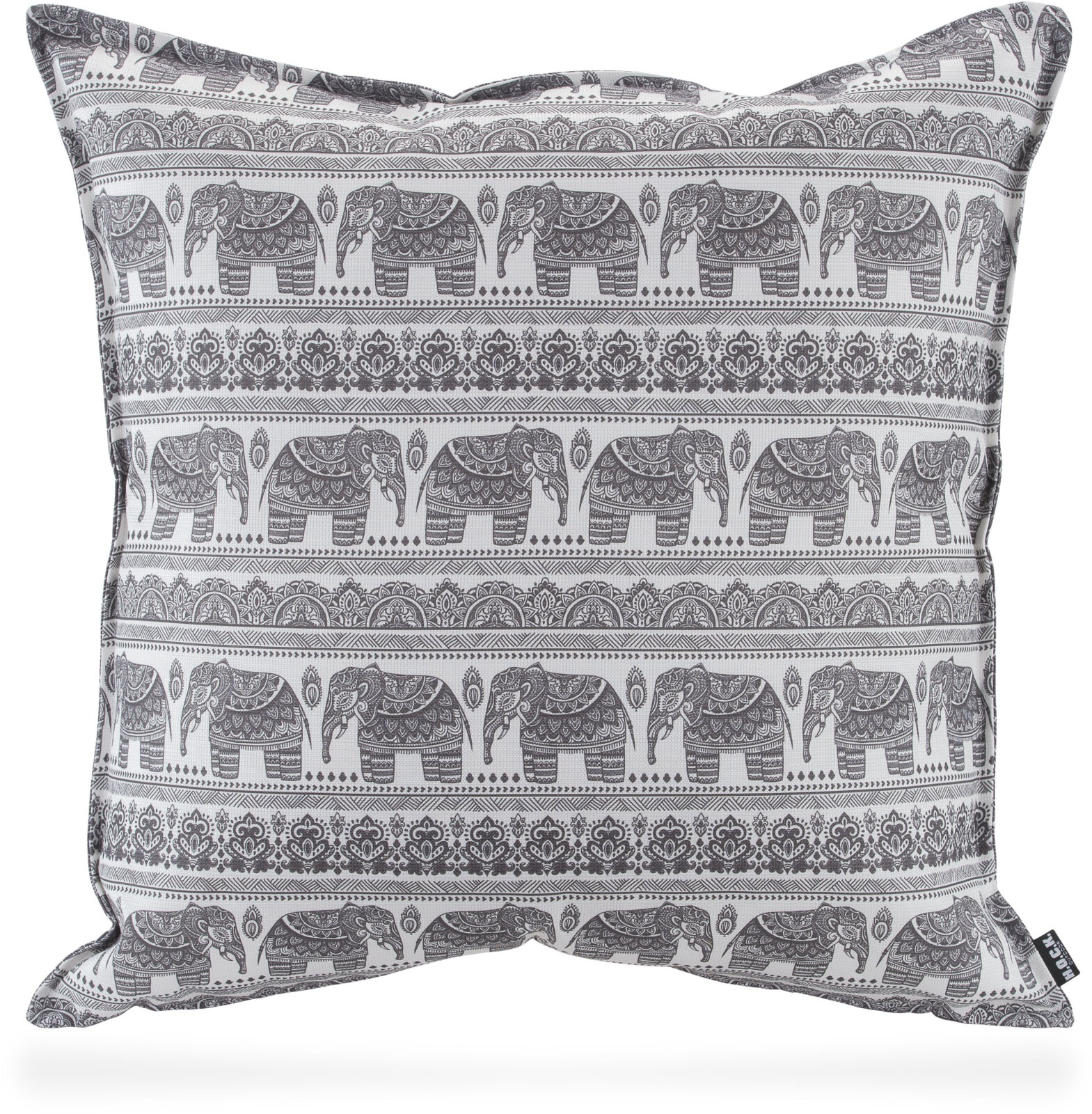 H.O.C.K. Ethno-Elephant Outdoor Wendekissen Elefanten-Motiv mit Biese 50x50cm grau