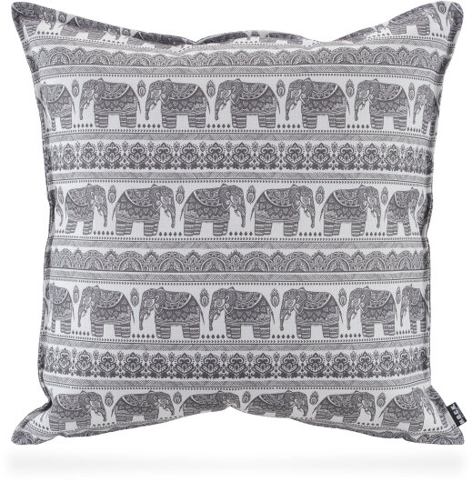 H.O.C.K. Ethno-Elephant Outdoor Wendekissen Elefanten-Motiv mit Biese 50x50cm grau