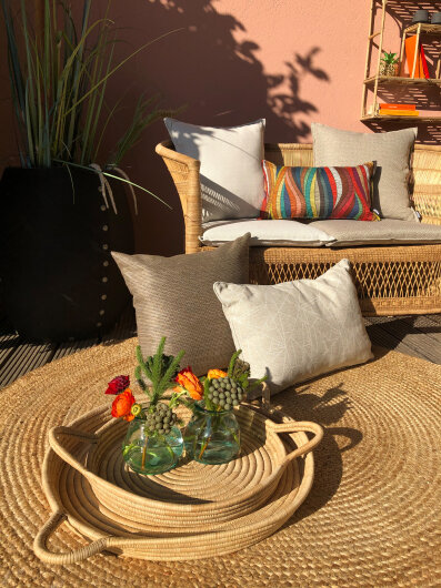 H.O.C.K. Peggy multicolor Outdoor Kissen mit Biese 50x30cm bunt design