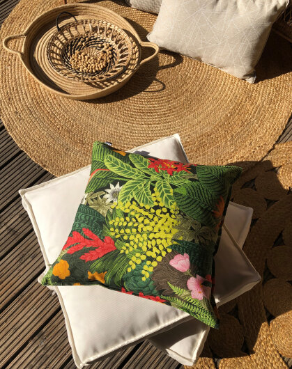 H.O.C.K. Forever Green Outdoor Kissen mit Biese Blatt-Motiv 50x50cm