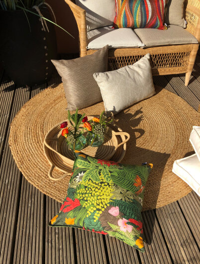 H.O.C.K. Forever Green Outdoor Kissen mit Biese Blatt-Motiv 50x50cm