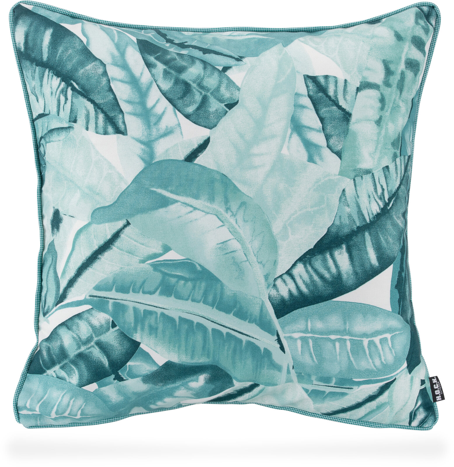 H.O.C.K. Amazonas Outdoor Kissen Blätter-Motiv mit Keder 50x50cm türkis