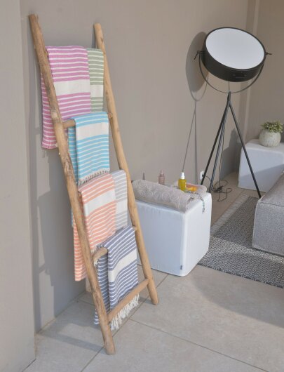 H.O.C.K. Decke Lovely Stripes mit Fransen 100x180cm rot