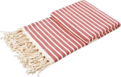 H.O.C.K. Decke Lovely Stripes mit Fransen 100x180cm rot