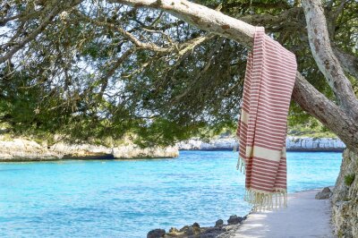 H.O.C.K. Decke Lovely Stripes mit Fransen 100x180cm rot