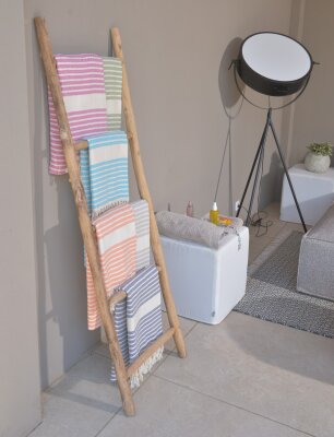 H.O.C.K. Decke Lovely Stripes mit Fransen 100x180cm rot