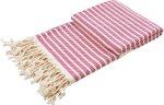 H.O.C.K. Decke Lovely Stripes mit Fransen 100x180cm pink